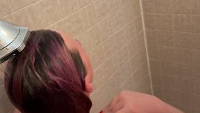 Trans person showering for onlyfans cam