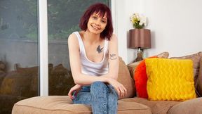 Sweet small-tit model Kourtney plays with her hungry wet snatch