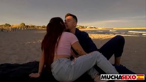What if someone catches us? Spanish chick fucked on a Public Beach at MuchaSexo