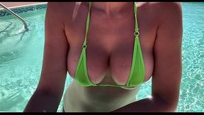 Italian big Tits Milf Artemisia Love Wearing a micro bikini and showing her juicy tits in public