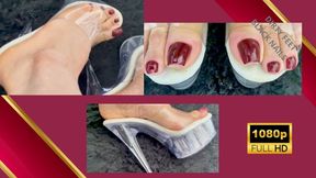 ImperatrizBellaSadic’s long nails in transparent platform heels RED NAILLS PLATAFORM HIGH HEELS CLOSE UP