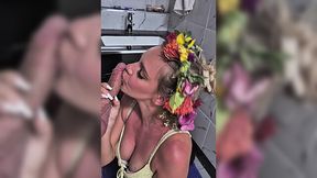 Hot Blonde Stepsister Gives Sloppy Blowjob