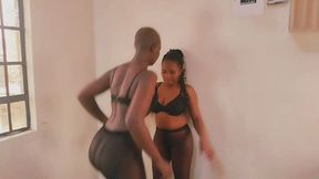 Competitive female fighting with lots of belly punching ,humping and body pins