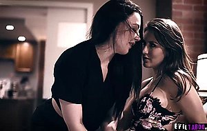 Teen lesbians caught by stepdad and fucked in a 3some