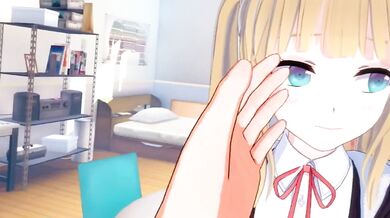 Gold Haired Big Breast Cartoon Girl Massages Breasts and Takes a Big Dick Blowjob VR