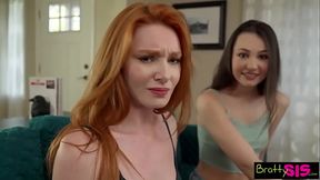 Teen Latina takes a deepthroat facial from stepbrother in taboo family scene