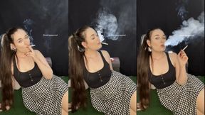Dangling marlboro reds in a cute dress. My hair up in a ponytail. Visible smoke - Smokingrapunzel - Smoking fetish