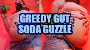 Greedy Gut Soda Guzzle - Wide Lens Low Angle Belly Bloat & Burping in Tight Clothes