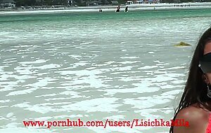 Mila fox, sex on the beach in public!