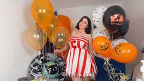 Inflating Balloons with Helium for Halloween