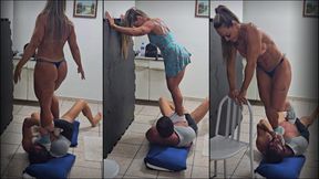 Sneakers on trampling