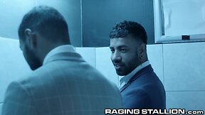 Ragingstallion office hunks fuck bareback in work bathroom