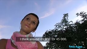 Public Agent - Hot Brunette Gabby Gets Lured &amp; Filmed Outdoors for a Fake TV Show Doing a Blowjob, Gets a Cumshot
