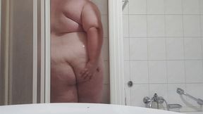Fat girl taking a shower