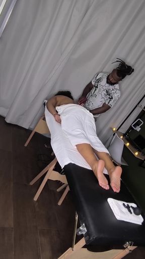 Epic moment from &quot;Part 1 Ebony Massaging Wife Released By Gentle Cuckold&quot;