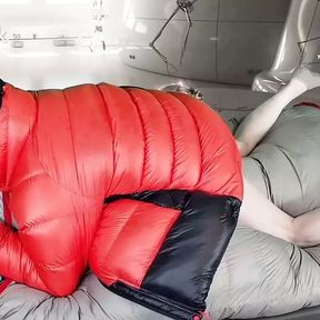 Humping Huge Overfilled Down Jacket Until Cum