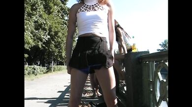 Girls on the street strip to make him cum right there