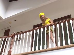 Lust-worthy blonde chick should wash her glasses after plumbing with dude on the carpet from sheepskin