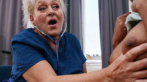 Granny Nurse examines young babe Samantha