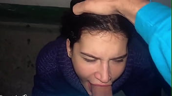 Public Throat Fuck Leads to a Rude Guy's Cumshot