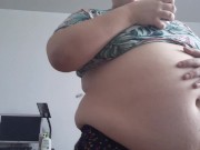 Quick bbw beer chug (belly play with bloated belly)