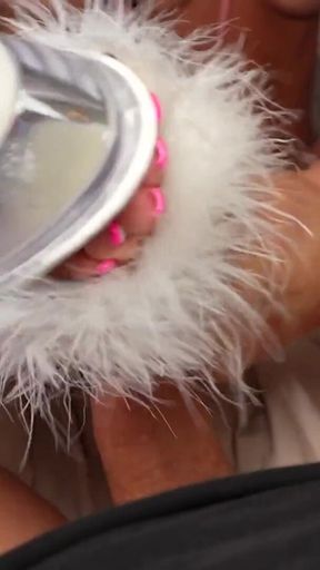 4K Heeljob & Footjob Delight From a Sultry Blonde with Perfect White Long Toenails