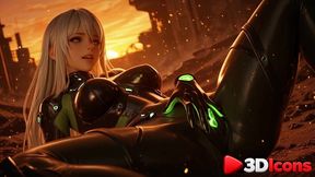 beautiful girl in futuristic costume was fucked by enemies against the backdrop of ruins [ai]