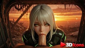 beautiful girl in futuristic costume was fucked by enemies against the backdrop of ruins [ai]