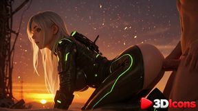 beautiful girl in futuristic costume was fucked by enemies against the backdrop of ruins [ai]