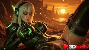 beautiful girl in futuristic costume was fucked by enemies against the backdrop of ruins [ai]