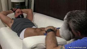 Mature dude Sebastian tied up for feet licking and sucking