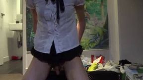 Asian Crossdresser Stretched Out by Sex Toy