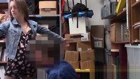 Scared teen 18+ gets fucked by mall cop in his office