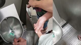 ASUS10mm's uncut cock gets wet and wild in a public restroom