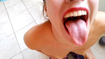 Deep throat & blowjob amateur little slut , drinking cum!!!