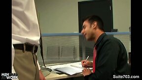 Lusty blonde gay gets fucked in the office