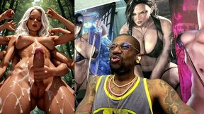 multi arm transgender jerking off her girl cock and cumming all over your face, ai generated