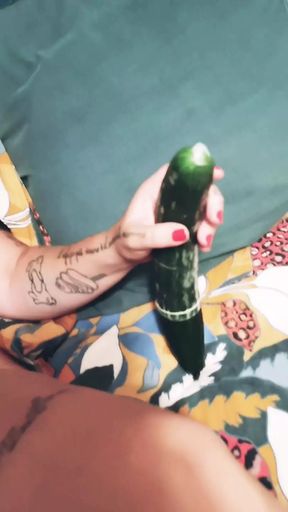Wife with cucumbers
