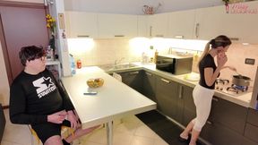 Stepmom Cooks in White Leggings Catches Stepson's Friend Secretly Taking Pictures of Her