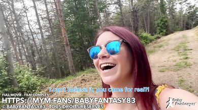 French amateur swallows my load right there in public
