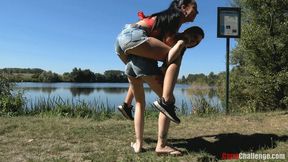 Foxy and Sheryl - outdoor lift & carry fun - part 1 of 2 (FULLHD quality)