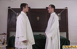 Old priest lets twink lick his big cock and fucks him