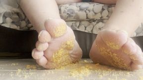"Cheetos Crushed Barefoot By Man!" - Male Soles Cheesy Food Dust