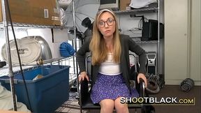 Nerdy blonde gags deep on the agent'_s BBC before the banging