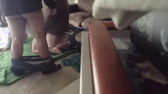 Verbal Bottom Cums After Bareback Threesome with Two Construction Bears