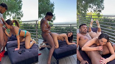 Hot Latina Chloe Amour Swallows Troy Franciscos Load on the Balcony