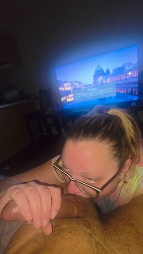 Snow bunny worships his big black cock