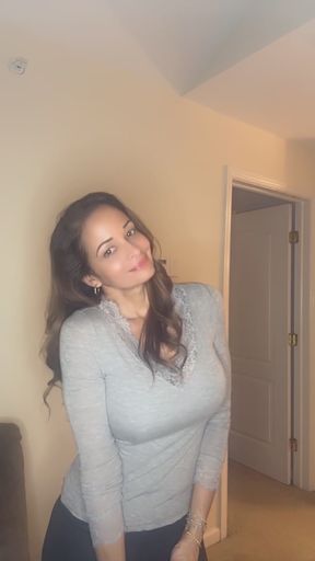 Curvy blonde hotwife teases her viewers in a provocative solo