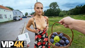 Czech beauty Lucianna Lucci sucks giant cocks in outdoor cuckold scene