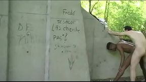 2 footbaler players fucke in oudoor exhib